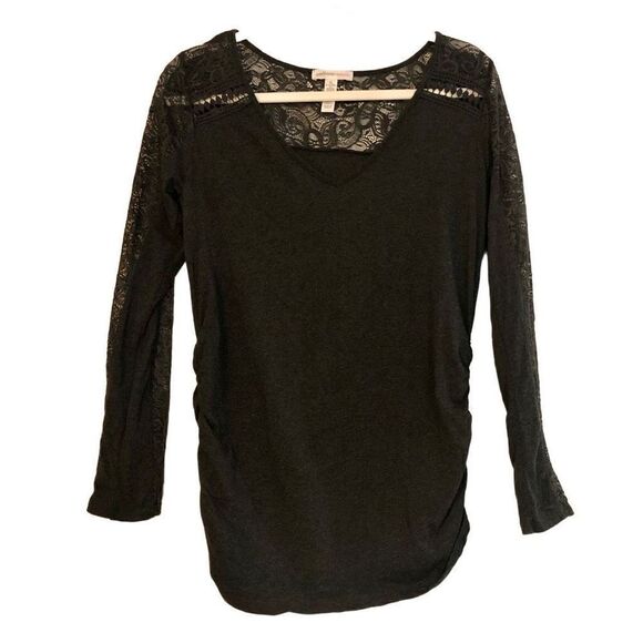 Ambiance Maternity Gray Long Sleeve Lace Sleeves Shoulders Back Size XL - Picture 1 of 11